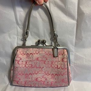 Coach Pink & Silver mini bag Y2K kiss lock clutch